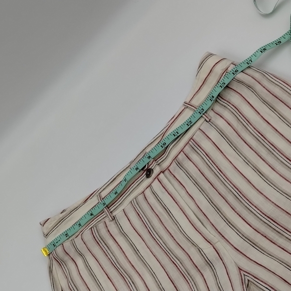 Chicos wide leg pants pinstriped size 10 ivory red black Size 1.5 100% linen - Picture 7 of 11